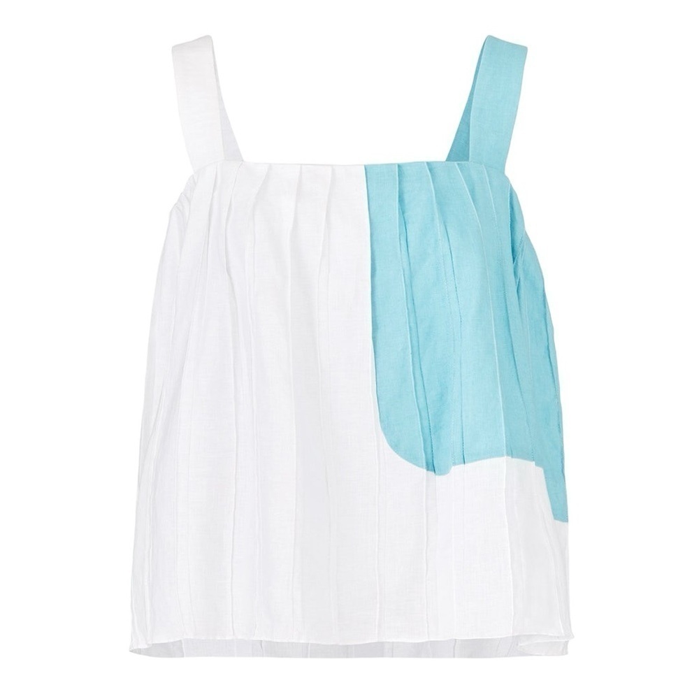 Mara Hoffman White Linen Patchwork Tomoe Top Women’s US XS